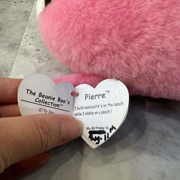 TY Beanie Boos PIERRE the Pink Seal with Big‎ Glitter Eyes Small 6" - Picture 5 of 6